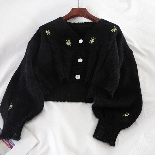 Women's Floral Embroidery Knitted Cardigan